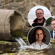 Tim Adams, leader of NNDC, Duncan Baker, MP for north Norfolk, and Liberal Dem Steffan Aquarone are calling to end Anglian Water sewage spills