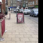 The Costa Coffee sign causing a stir in Cromer - blocking the pavement in Church Street