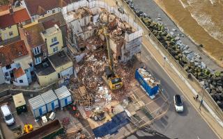 The demolition of the former Shannocks hotel site in Sheringham in May 2021