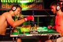 Norfolk farmer Gavin Paterson (right) pictured during a chessboxing bout in 2014