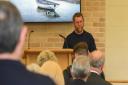 Nicky King, coxswain RNLI Wells, speaking at David Cox's funeral at Cromer Crematorium.