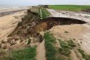 Evidence of a cliff fall at Happisburgh which took part of the coastal path with it. Ahead of the arrival of Storm Christoph North Norfolk District Council has issued a cliff fall warning for parts of the coast prone to landslips.