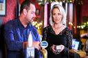 Mick Carter (DANNY DYER) and Janine Butcher (CHARLIE BROOKS) in Friday's episode of EastEnders, written by James McDermott.