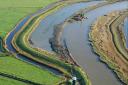 An aerial shot of the River Yare after construction of new, EA-funded set-back banks.