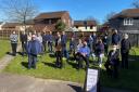 Men's shed members gathered at the Grange care home on Saturday to watch the official ribbon-cutting by local MP Duncan Baker.