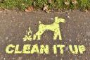 Clean it Up slogan on the pavement. Picture: James Bass