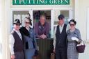 Peter Wragg, centre, at the Beeson Hills Putting Green with visitors dressed up for the 1940s weekend last year. Picture: Supplied by Millie Wragg