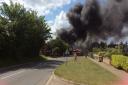 Black smoke rising from the scene of the blaze in Trimingham in north Norfolk. Picture: SUBMITTED