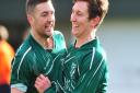 Christy Finch, right, celebrates finding the net during his Gorleston days. Picture: NICK BUTCHER