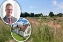 Land on Burgh Road near Aylsham, which sold for almost three times its guide price, with Peter Hornor of Brown&Co, inset, and a Grade II listed farmhouse for sale in Sudbury