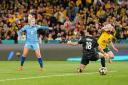 Lauren Hemp scores for England in their 3-1 win over Australia.