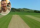 The wicket at Sheringham Cricket Club which is prepared by first team bowler Chris Moy, pictured inset