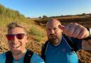 Matt Dyke, left, and Martin Church on a training walk for their coast-to-coast challenge