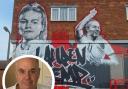 The Lauren Hemp mural in North Walsham, and, inset, Robert Scammell - Pictures: Supplied
