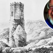 David Stannard has died aged 71. He is pictured with an engraving of Eccles church tower among the dunes in a book on Norfolk churches by Hodgson published in 1823