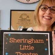 Theatre director Debbie Thompson with the donations box in the Hub, the community cafe at Sheringham Little Theatre.
