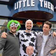 Among the stars of the upcoming Jack and the Beanstalk panto at Sheringham Little Theatre, are, from left, Harry Wyatt, Olly Westlake and Charlie Randall.