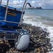 A beach wheelchair on Cromer beach.