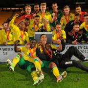 Norwich City U21 winning the Norfolk Senior Cup final at Carrow Road in their match against Wroxham in May 2013. Photo: Steve Adams