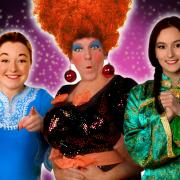 In the Mundesley Players' Aladdin panto are, from left, Lottie Waller as Aladdin, Paul Reynolds as Widow Twankey and Sophie Lewis as Princess Yasmine.
