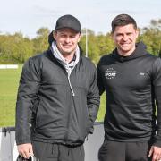 Austin Healey, left, and Ben Youngs at Holt Rugby Football Club