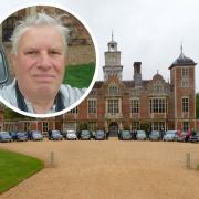 Nigel Robinson, inset, and other members of the  North Norfolk Morris Minor Owners Club at Blickling Estate