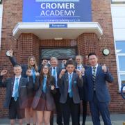 Cromer Academy principal Darren Hollingsworth with pupils