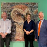 With the owl installation at Budgens were, from left, store manager Andrew Rice, fresh food manager Alexa King and senior director Nick Baker
