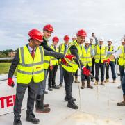 A scene from the topping-out ceremony at King’s Court Nursing Home in Holt