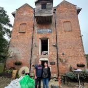 Michelle Thurlow and David Gay at the flooded Letheringsett Watermill and Thurlow tea room, near Holt