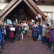 Supporters of the  Save Benjamin Court campaign outside the North Norfolk District Council offices
