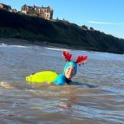 Ali Winskell swimming off Mundesley as part of her challenge