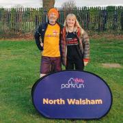 Antony and Sally Brown ran North Walsham parkrun during their attempt to walk the British coastline