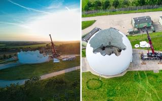 Watch as new aerial drone footage shows Norfolk ‘golf ball’ radar being dismantled